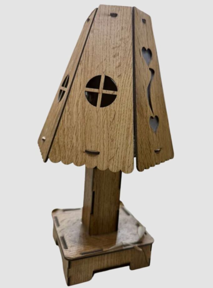Wooden Table Lamp with Cutout Designs